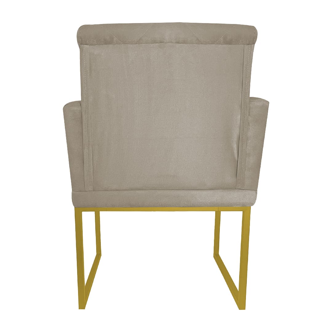 Poltrona Decorativa Klara Base Gold Veludo Bege - Montanaris Decor