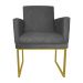 Poltrona Decorativa Klara Base Gold Veludo Cinza - Montanaris Decor