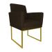 Poltrona Decorativa Klara Base Gold Veludo Marrom - Montanaris Decor