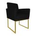 Poltrona Decorativa Klara Base Gold Veludo Preto - Montanaris Decor
