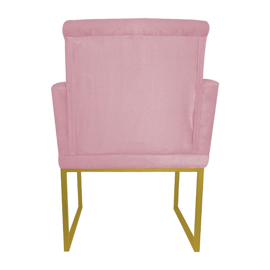 Poltrona Decorativa Klara Base Gold Veludo Rosa - Montanaris Decor