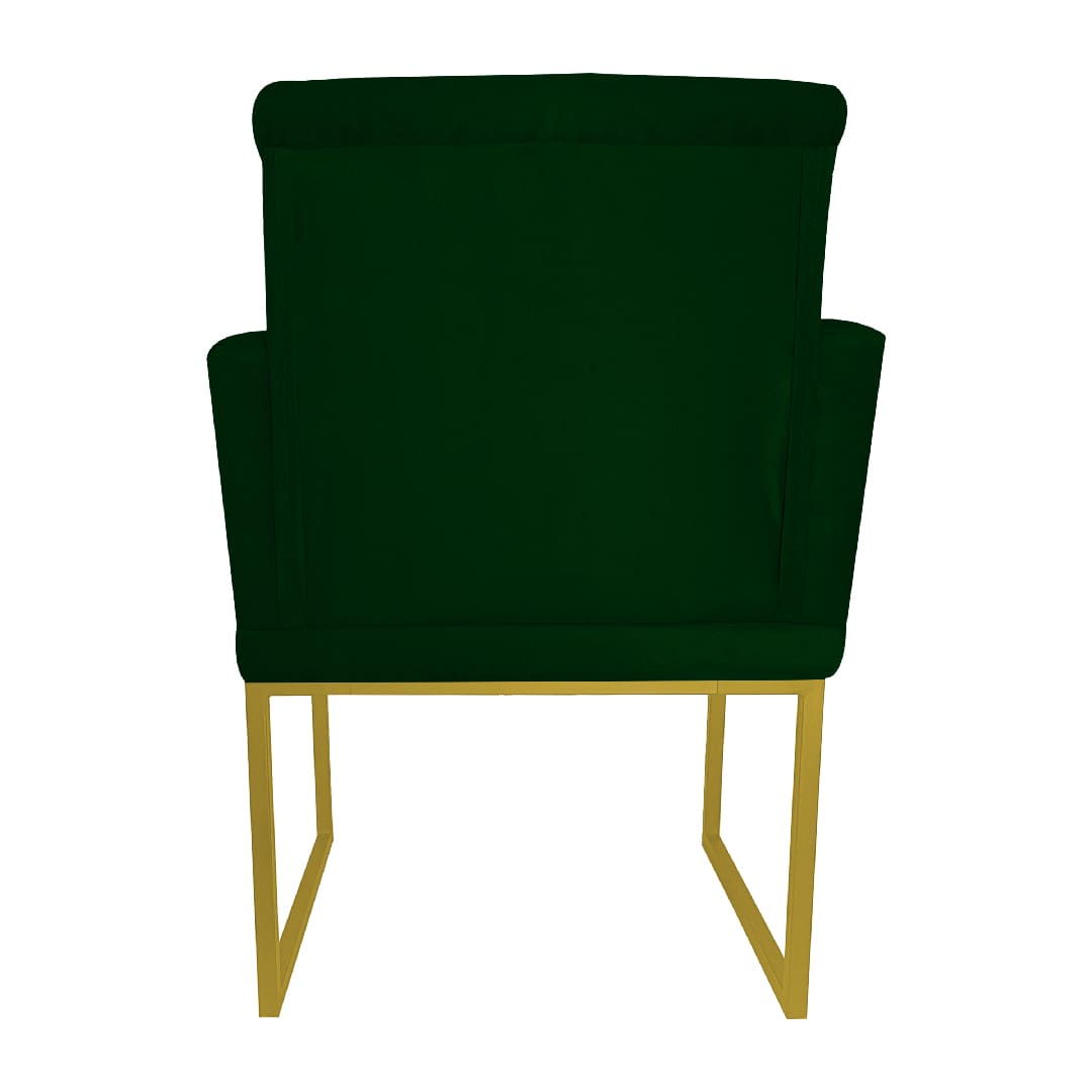 Poltrona Decorativa Klara Base Gold Veludo Verde - Montanaris Decor