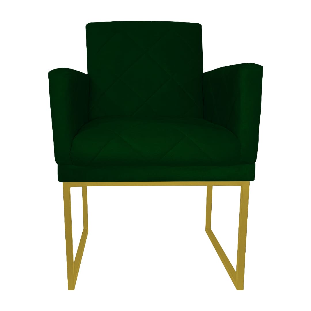 Poltrona Decorativa Klara Base Gold Veludo Verde - Montanaris Decor