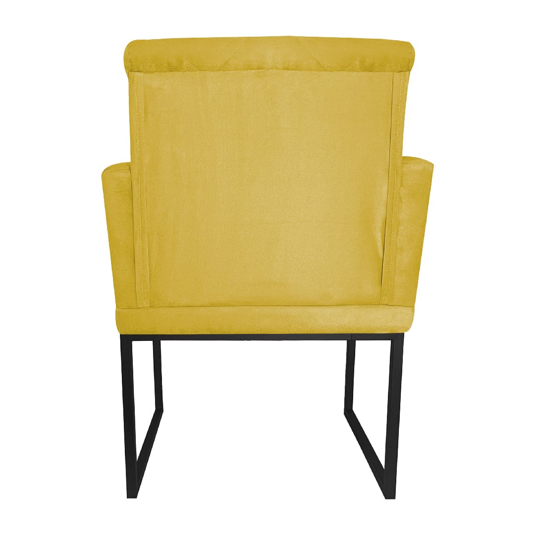 Poltrona Decorativa Klara Base Preto Veludo Amarelo - Montanaris Decor