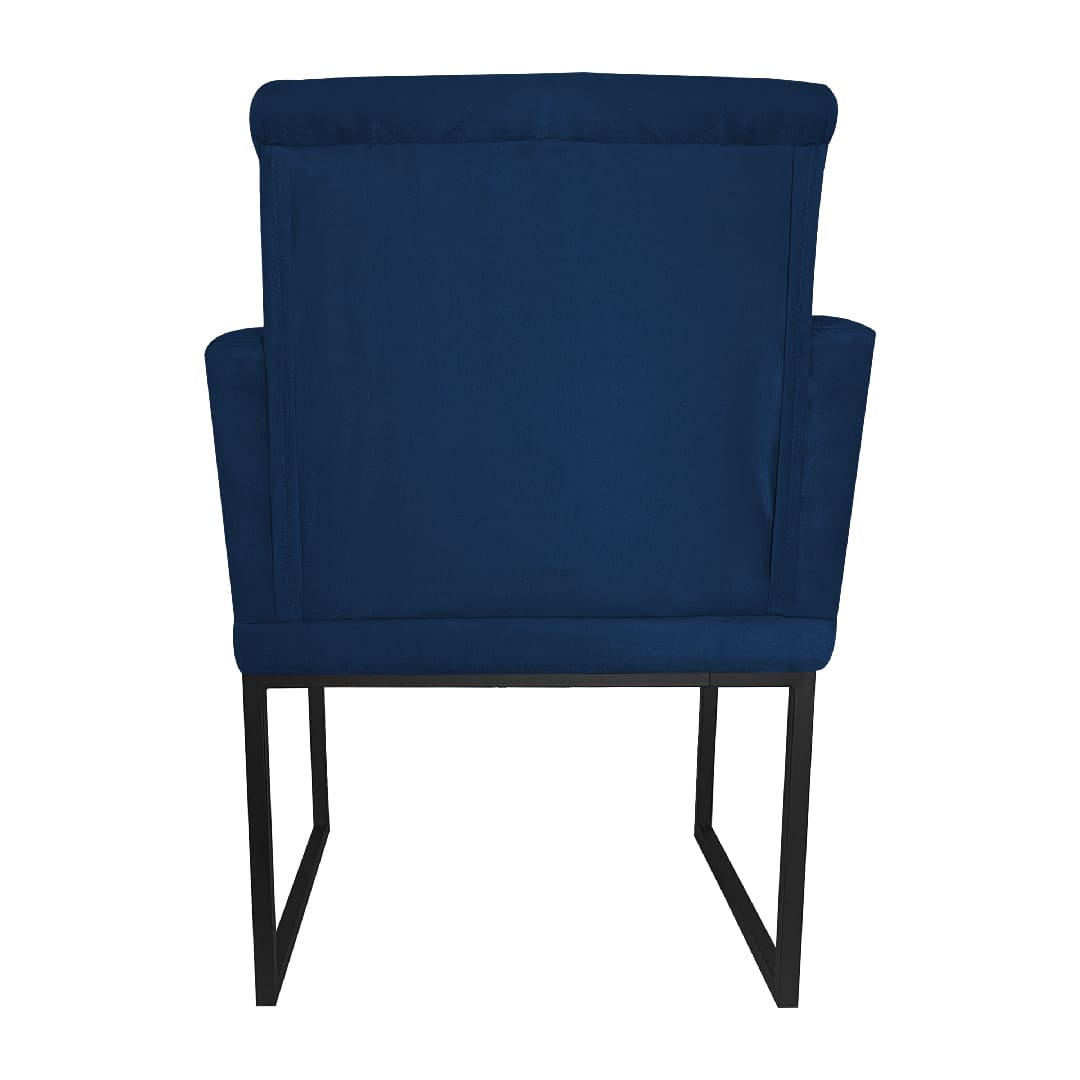 Poltrona Decorativa Klara Base Preto Veludo Azul Marinho - Montanaris Decor