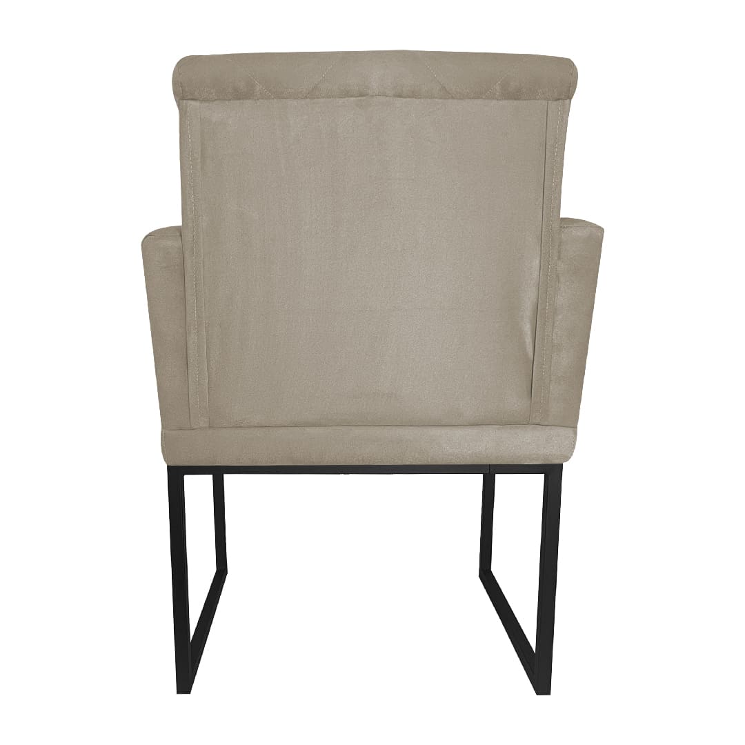 Poltrona Decorativa Klara Base Preto Veludo Bege - Montanaris Decor