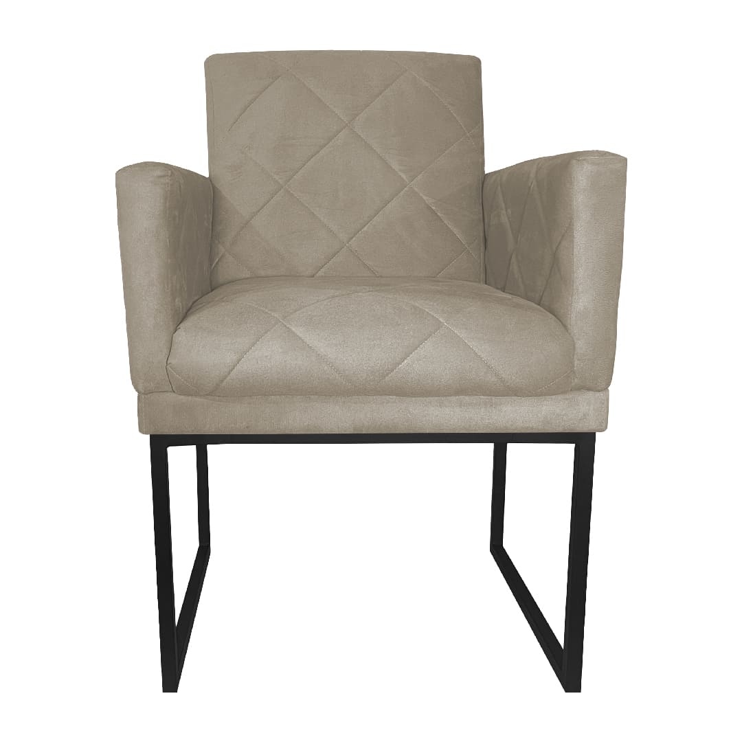 Poltrona Decorativa Klara Base Preto Veludo Bege - Montanaris Decor