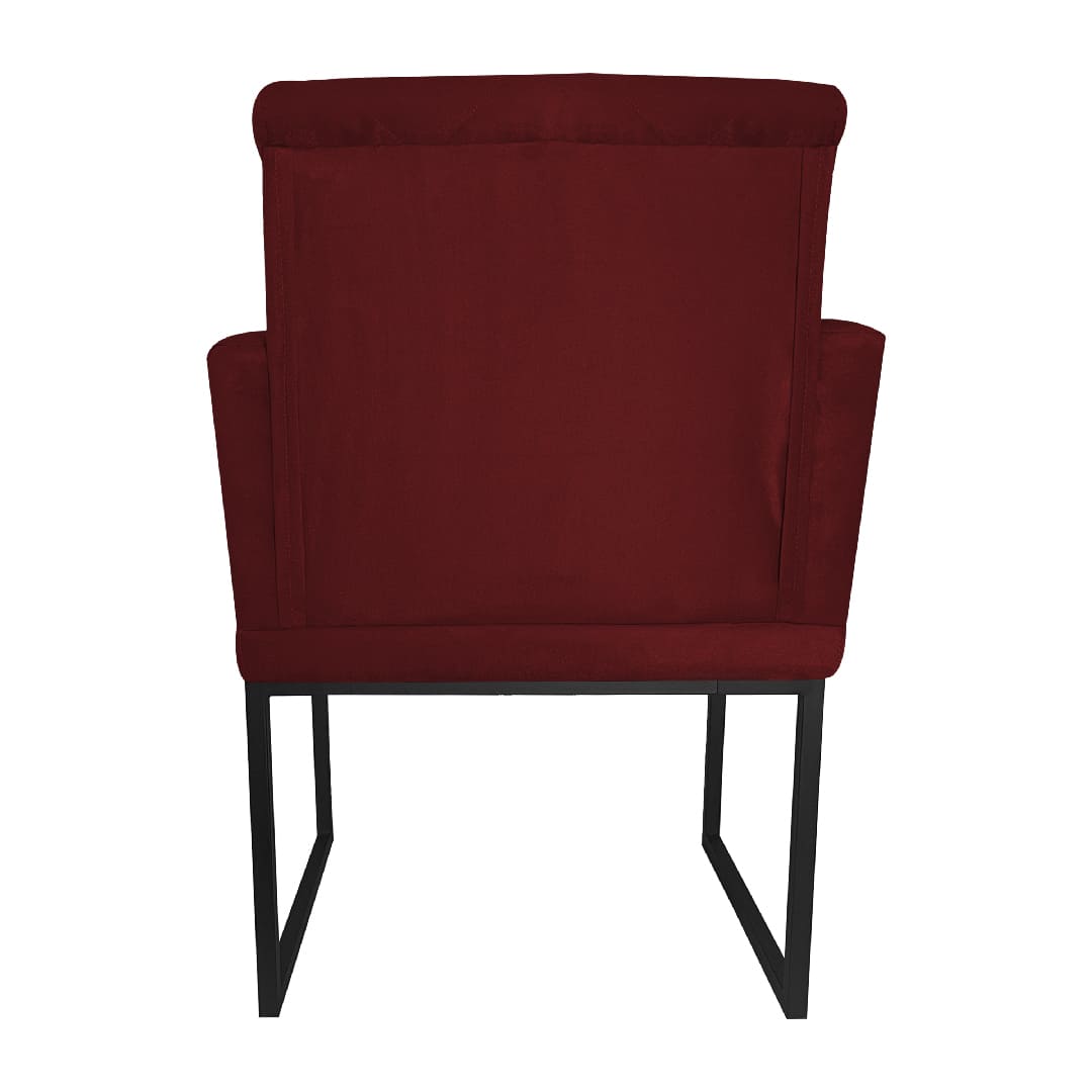 Poltrona Decorativa Klara Base Preto Veludo Bordô - Montanaris Decor