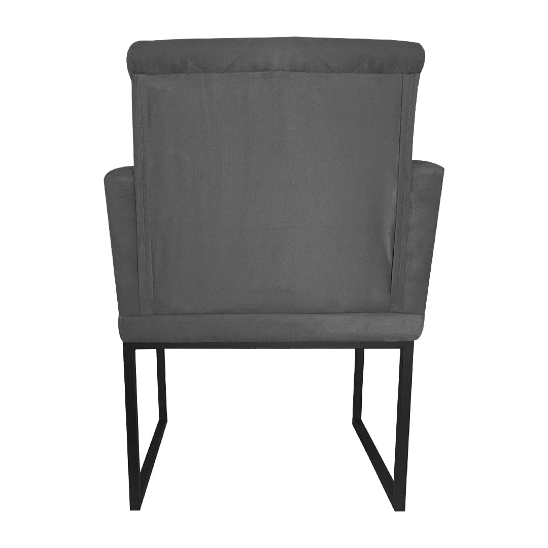 Poltrona Decorativa Klara Base Preto Veludo Cinza - Montanaris Decor