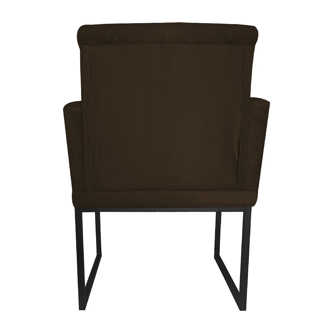 Poltrona Decorativa Klara Base Preto Veludo Marrom - Montanaris Decor