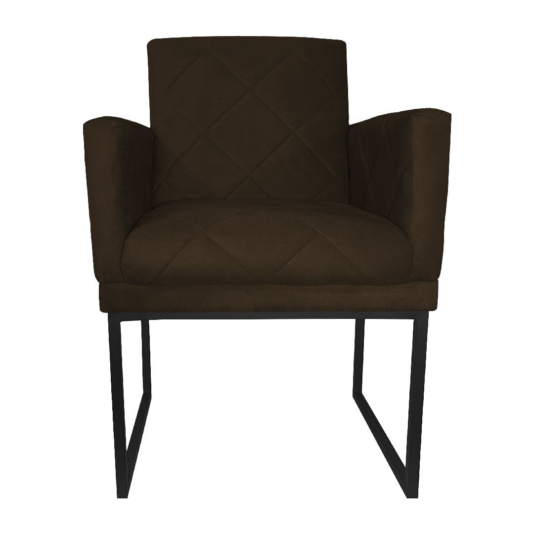 Poltrona Decorativa Klara Base Preto Veludo Marrom - Montanaris Decor