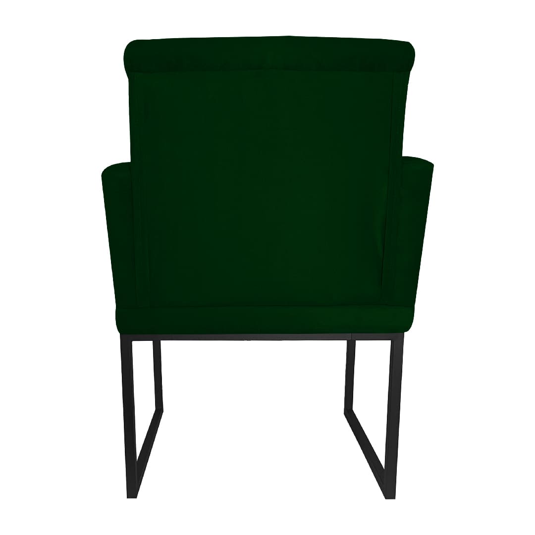 Poltrona Decorativa Klara Base Preto Veludo Verde - Montanaris Decor