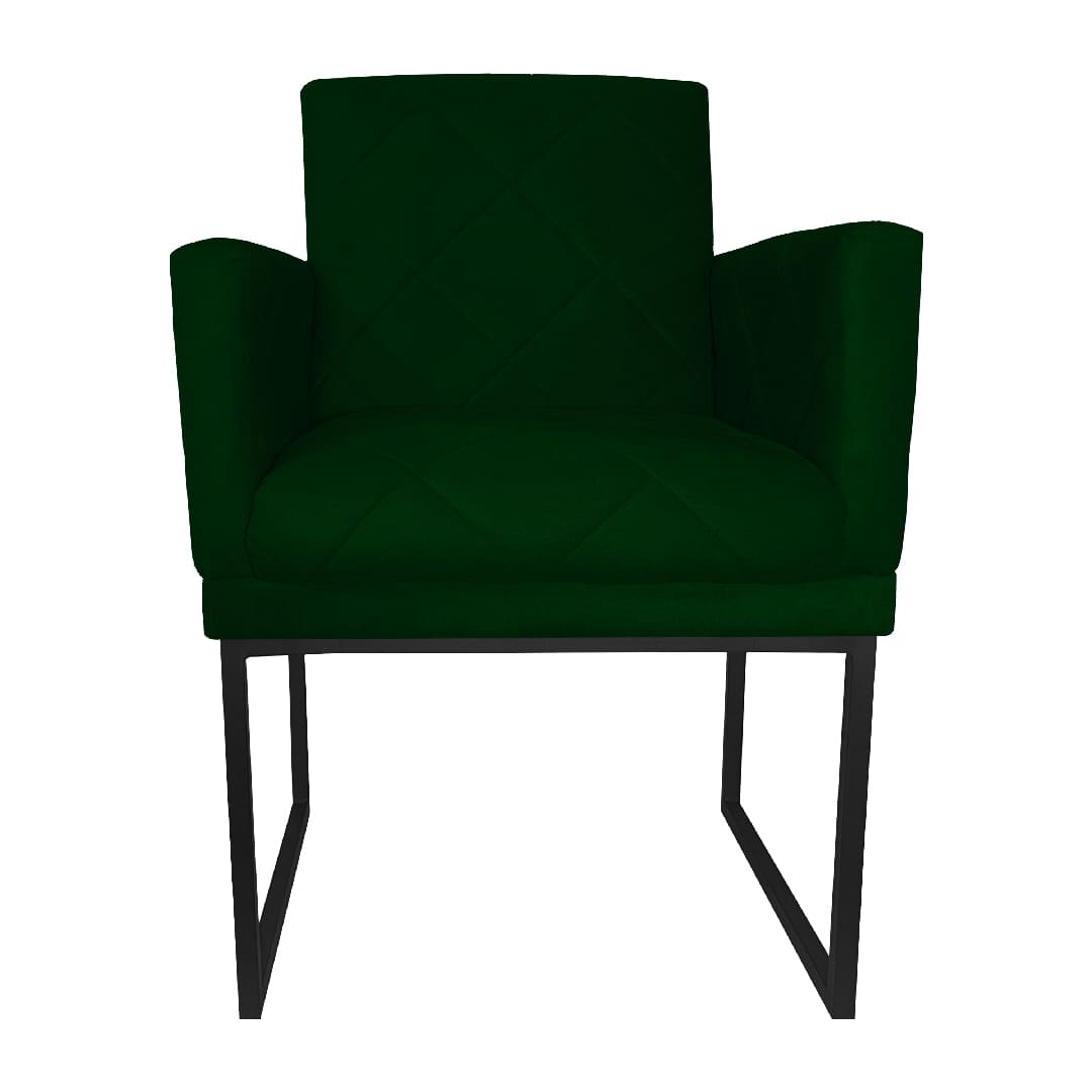 Poltrona Decorativa Klara Base Preto Veludo Verde - Montanaris Decor