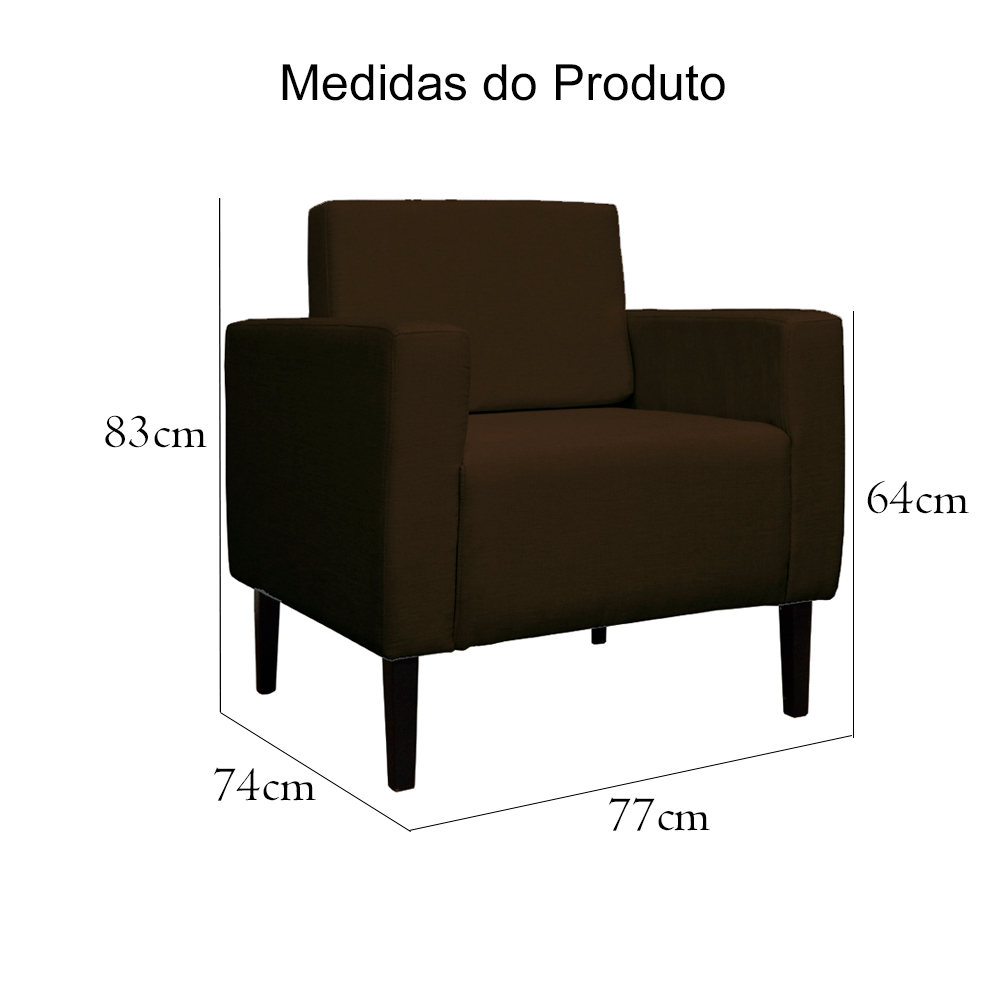 Poltrona Decorativa Leticia Slim Veludo Marrom - Montanaris Decor