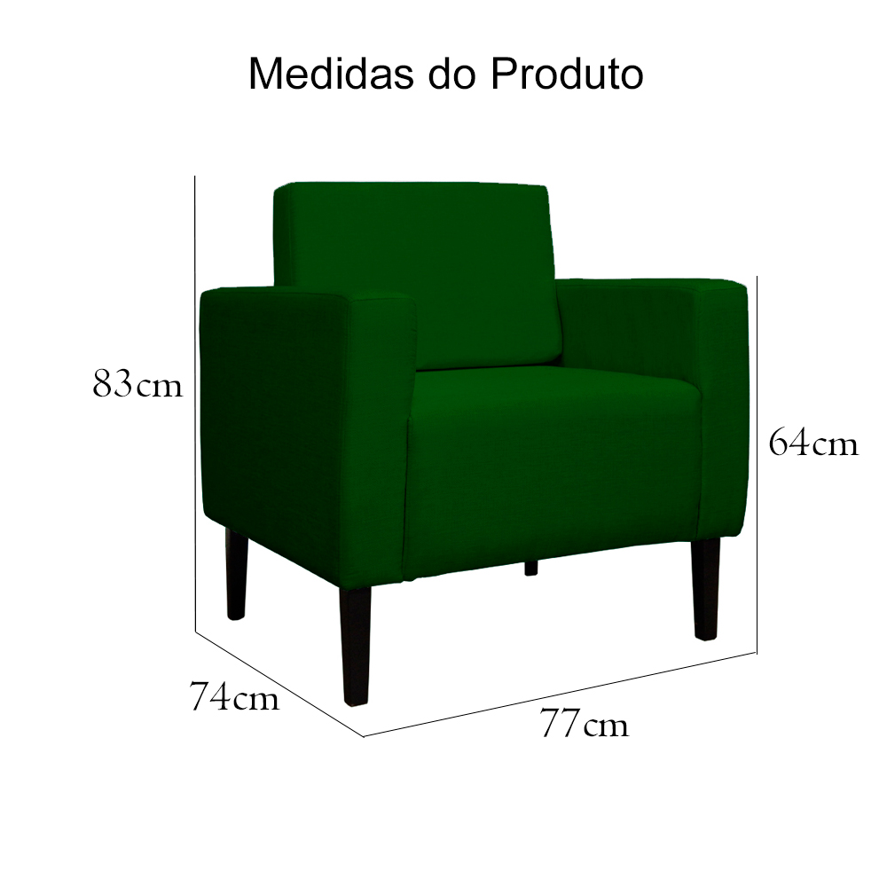 Poltrona Decorativa Leticia Slim Veludo Verde - Montanaris Decor