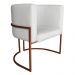 Poltrona Decorativa Luana Base Bronze PU Branco - Montanaris Decor