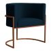 Poltrona Decorativa Luana Base Bronze Veludo Azul Marinho - Montanaris Decor