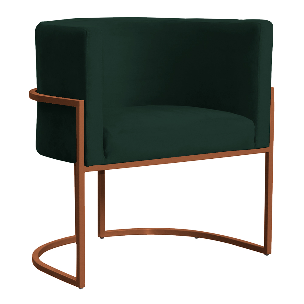 Poltrona Decorativa Luana Base Bronze Veludo Verde - Montanaris Decor