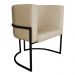 Poltrona Decorativa Luana Base Preta PU Bege - Montanaris Decor