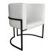 Poltrona Decorativa Luana Base Preta PU Branco - Montanaris Decor
