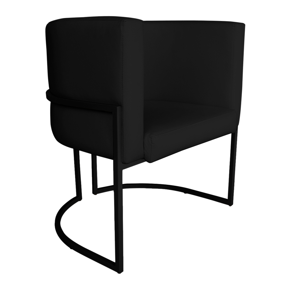 Poltrona Decorativa Luana Base Preta PU Preto - Montanaris Decor