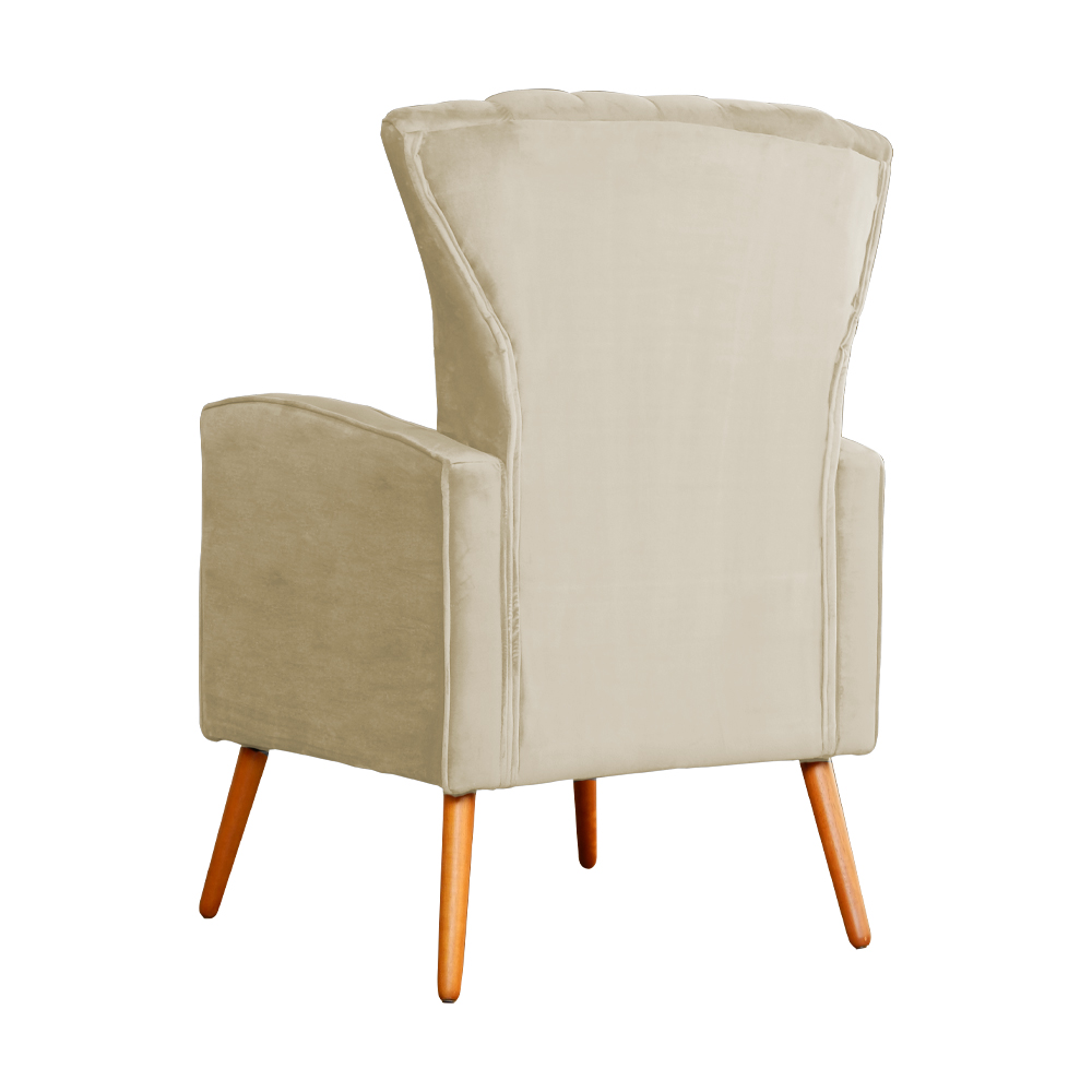 Poltrona Decorativa Melinda Veludo Bege - Montanaris Decor