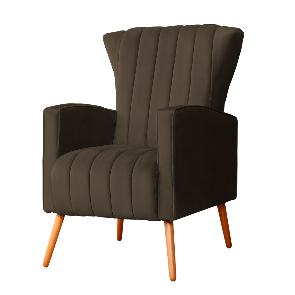 Poltrona Decorativa Melinda Veludo Marrom - Montanaris Decor