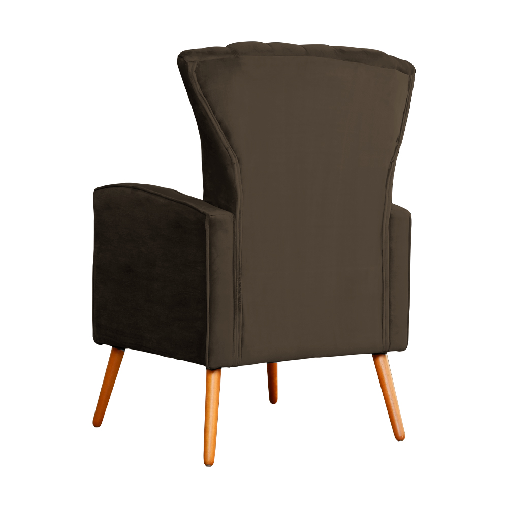 Poltrona Decorativa Melinda Veludo Marrom - Montanaris Decor