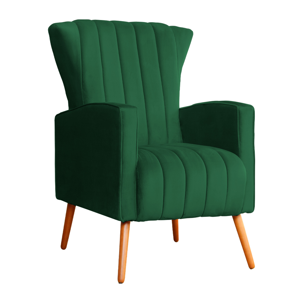 Poltrona Decorativa Melinda Veludo Verde - Montanaris Decor