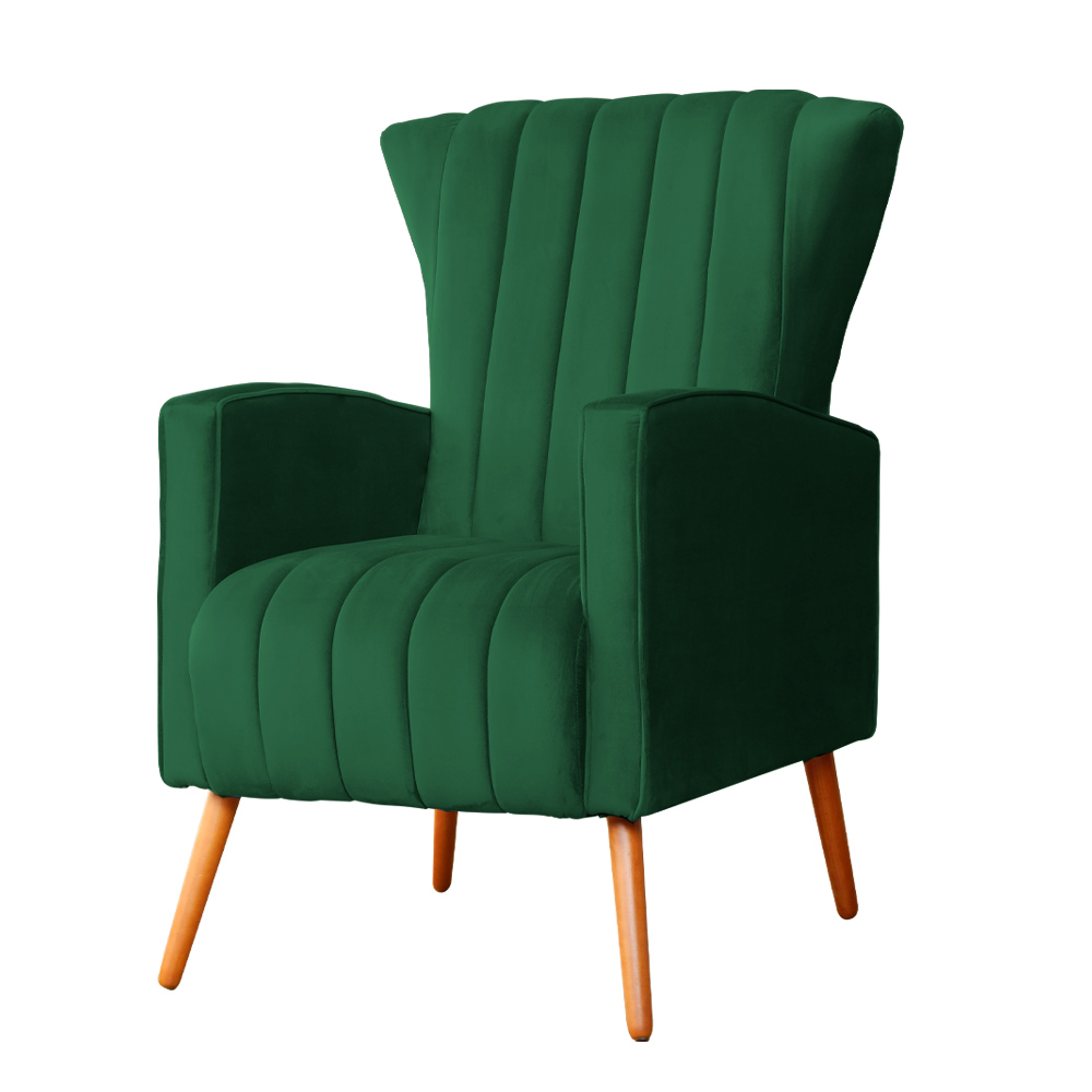 Poltrona Decorativa Melinda Veludo Verde - Montanaris Decor