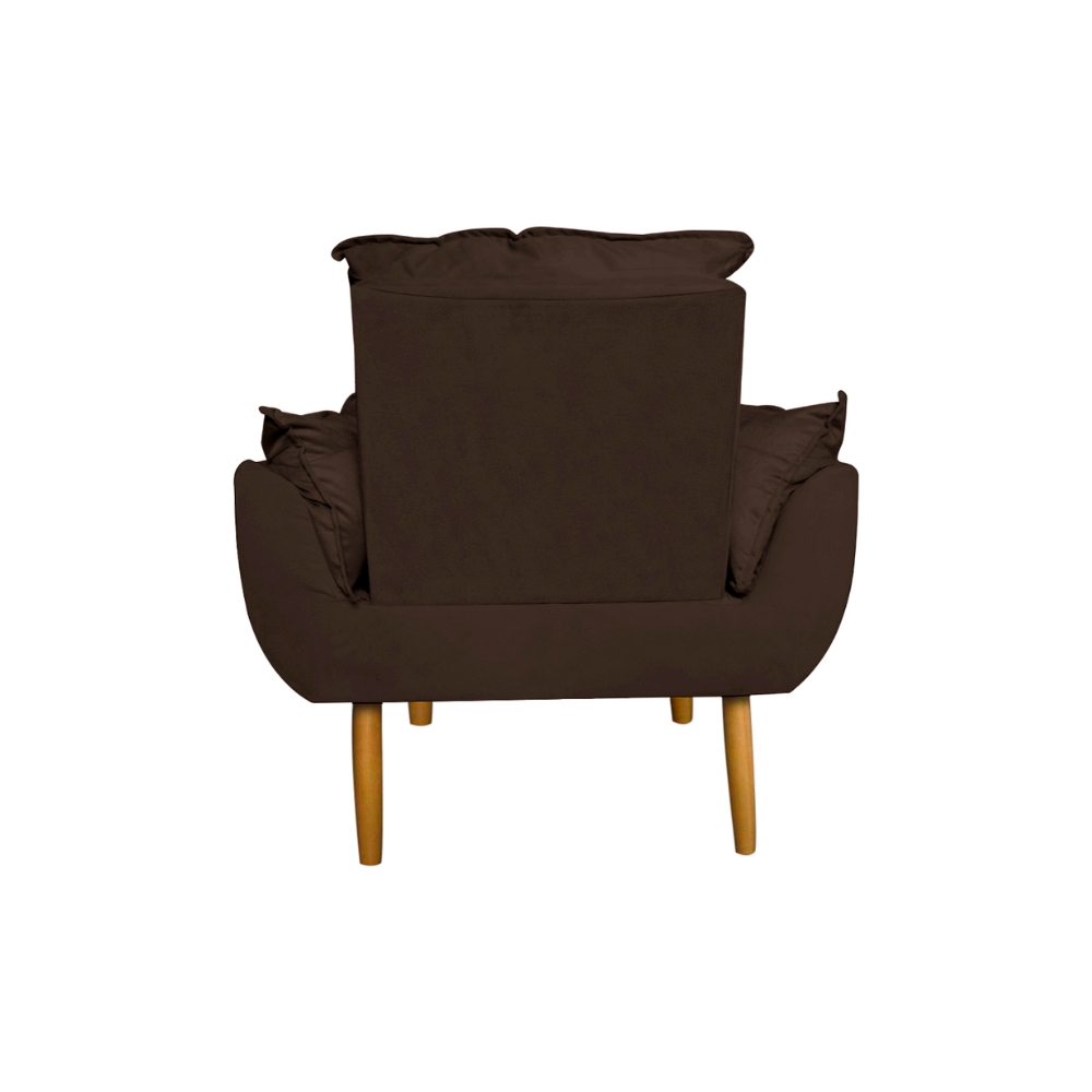 Poltrona Decorativa Opala Amamentação Escritório Sala Recepção Veludo Marrom - Montanaris Decor