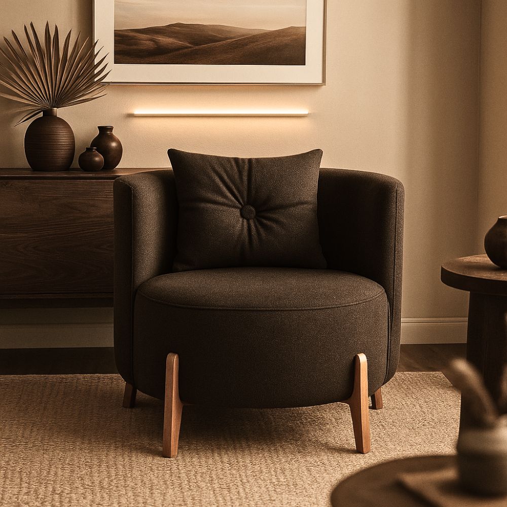 Poltrona Decorativa Orgânica Curva Luna Boucle - Montanaris Decor