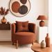 Poltrona Decorativa Orgânica Curva Luna Boucle Terracota - Montanaris Decor