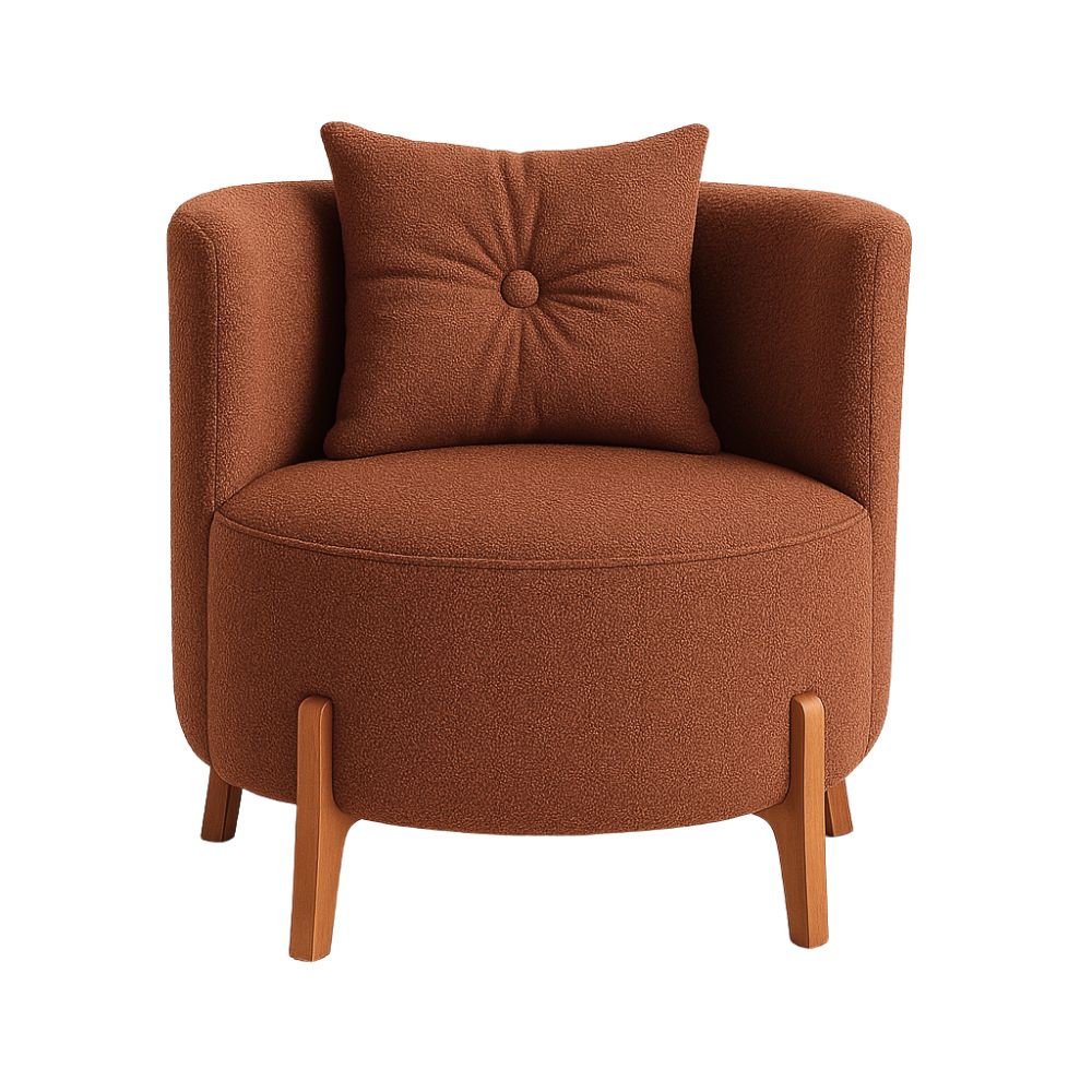 Poltrona Decorativa Orgânica Curva Luna Boucle Terracota - Montanaris Decor