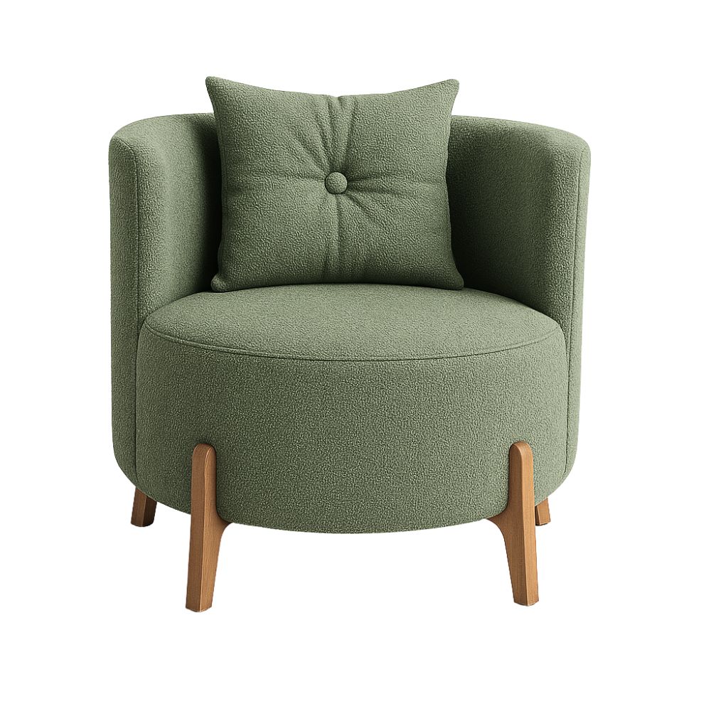 Poltrona Decorativa Orgânica Curva Luna Boucle Verde Oliva - Montanaris Decor