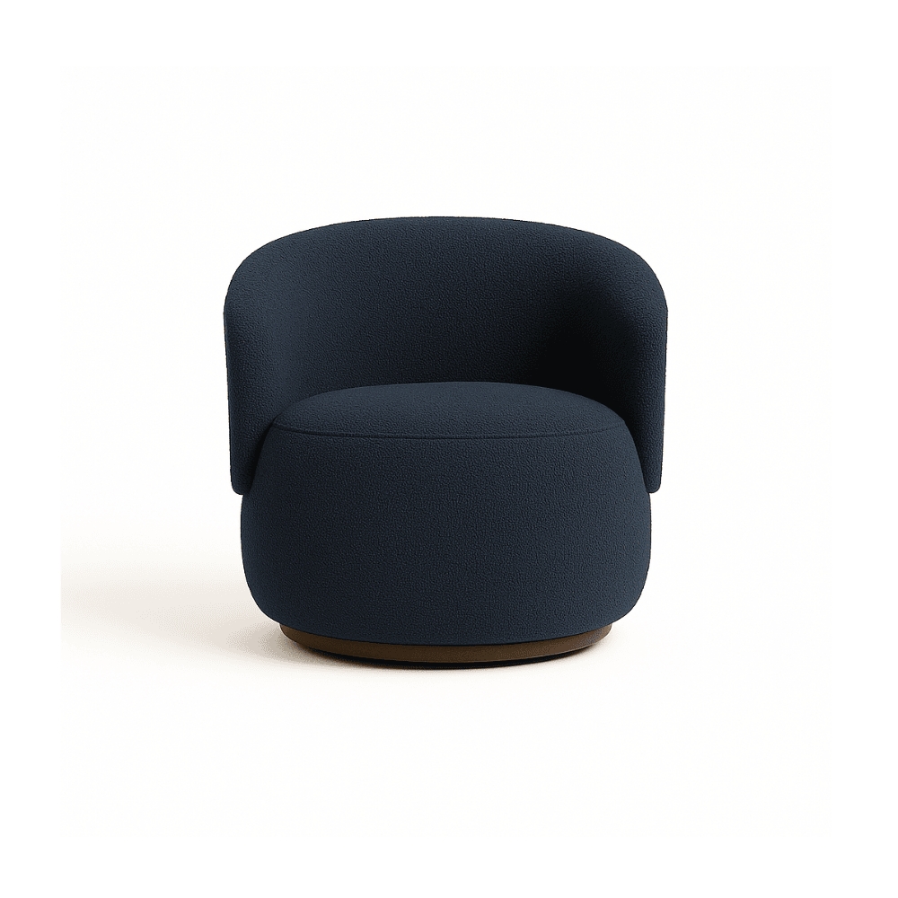 Poltrona Decorativa Sala Estar Orgânica Beatriz Boucle Azul Marinho - Montanaris Decor