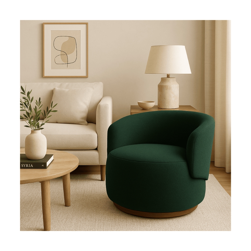 Poltrona Decorativa Sala Estar Orgânica Beatriz Boucle Verde - Montanaris Decor