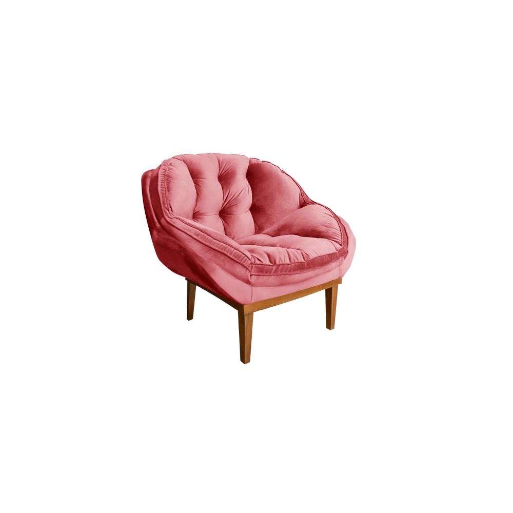 Poltrona Decorativa Sala Estar Recepção Marcela Veludo Rosa - Montanaris Decor