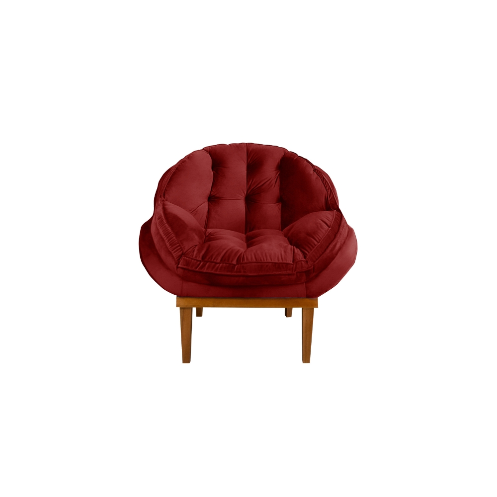 Poltrona Decorativa Sala Estar Recepção Marcela Veludo Vermelho - Montanaris Decor