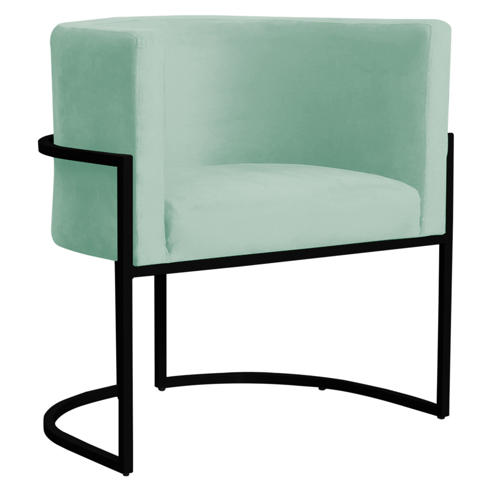 Poltrona Decorativa Sala de Estar Luana Base Preta Veludo Acqua - Montanaris Decor
