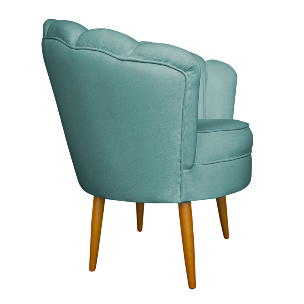 Poltrona Decorativa Sala de Estar Pétala Veludo Azul Turquesa - Montanaris Decor
