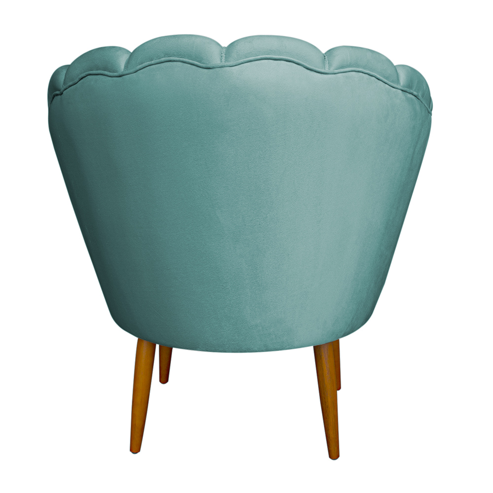 Poltrona Decorativa Sala de Estar Pétala Veludo Azul Turquesa - Montanaris Decor