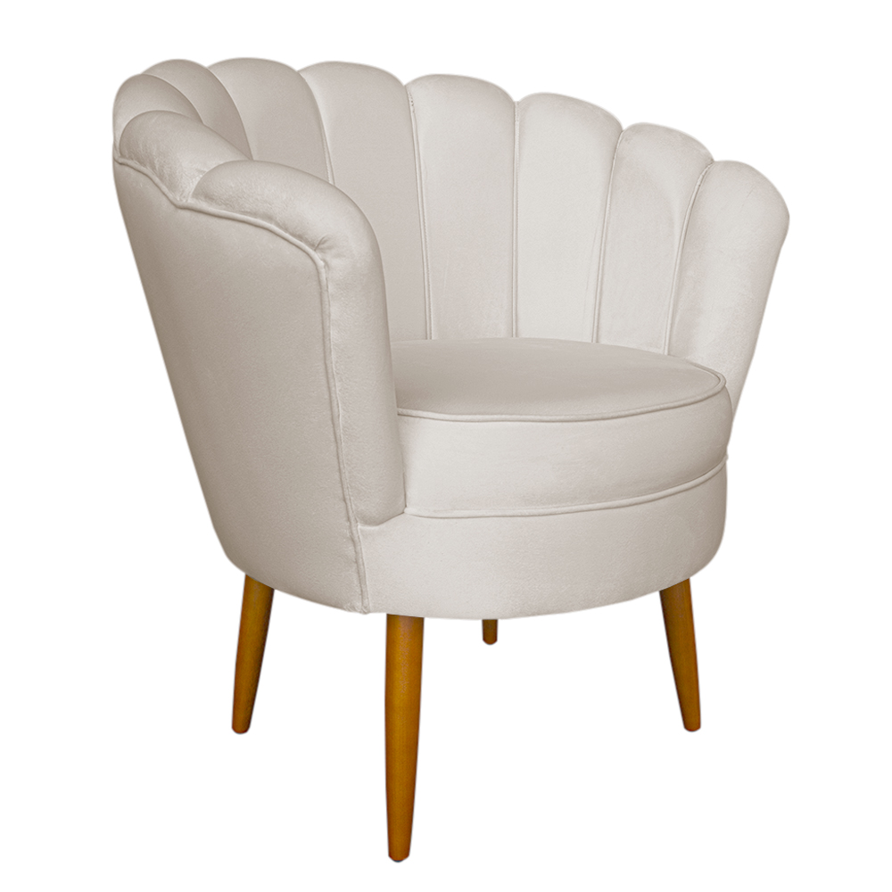Poltrona Decorativa Sala de Estar Pétala Veludo Bege - Montanaris Decor