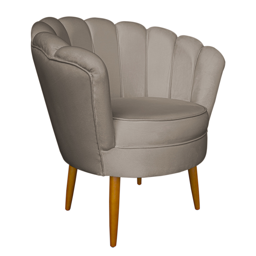 Poltrona Decorativa Sala de Estar Pétala Veludo Cappuccino - Montanaris Decor