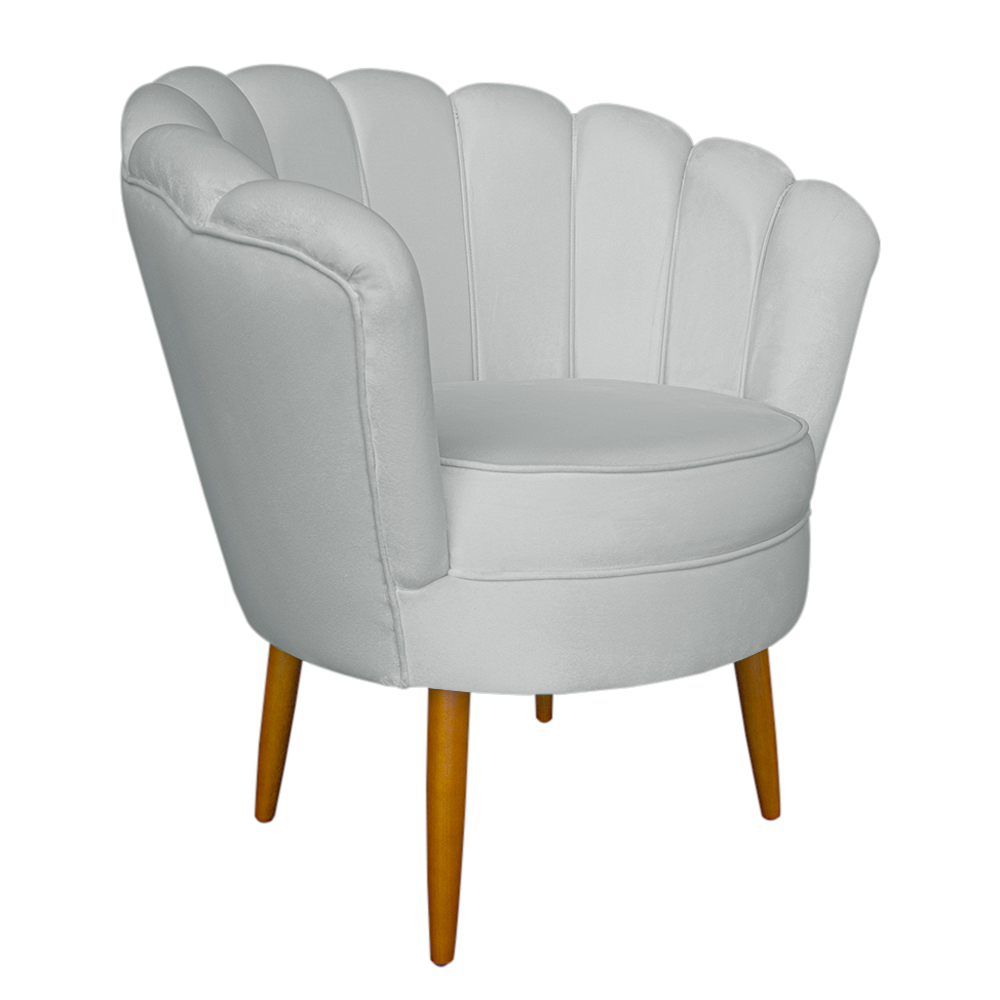 Poltrona Decorativa Sala de Estar Pétala Veludo Cinza - Montanaris Decor