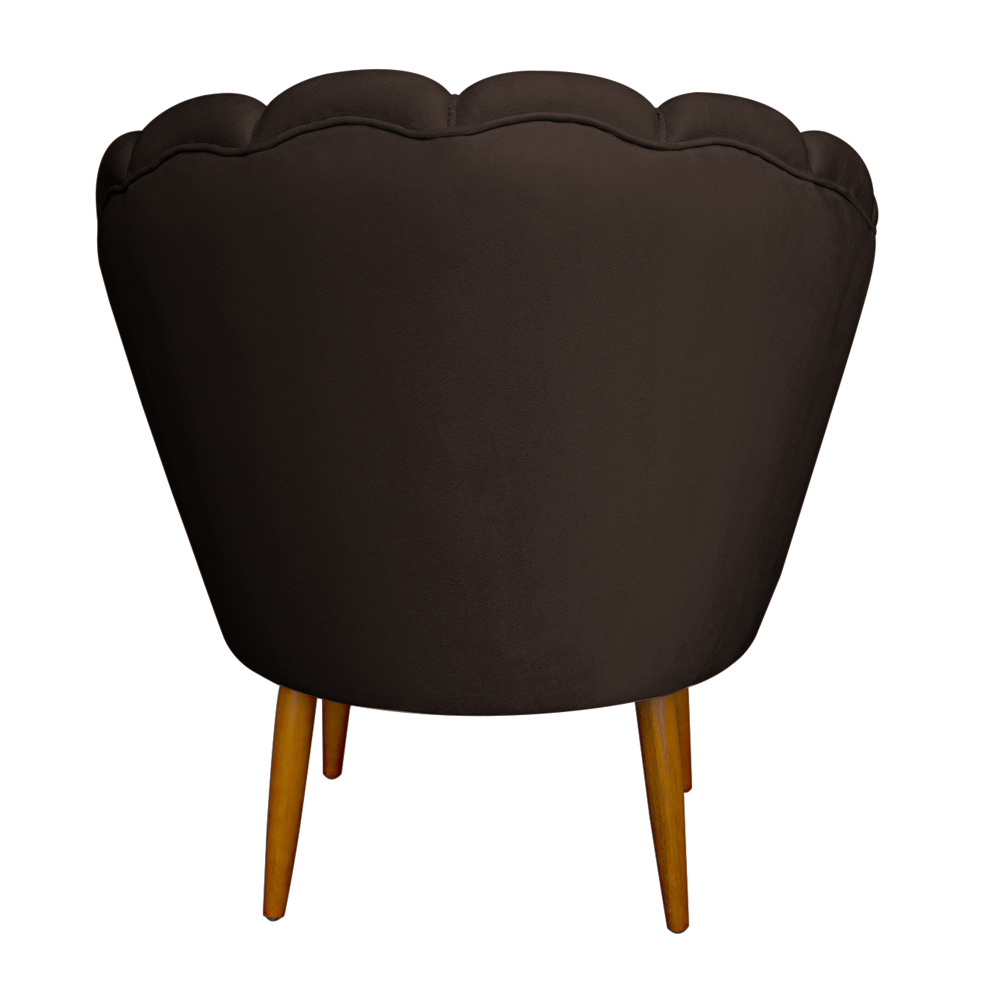 Poltrona Decorativa Sala de Estar Pétala Veludo Marrom - Montanaris Decor