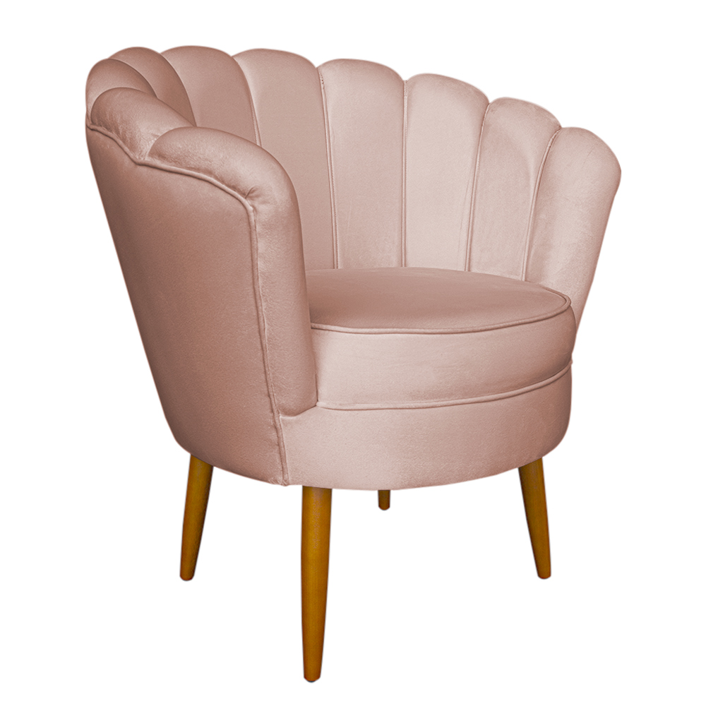 Poltrona Decorativa Sala de Estar Pétala Veludo Rosê - Montanaris Decor