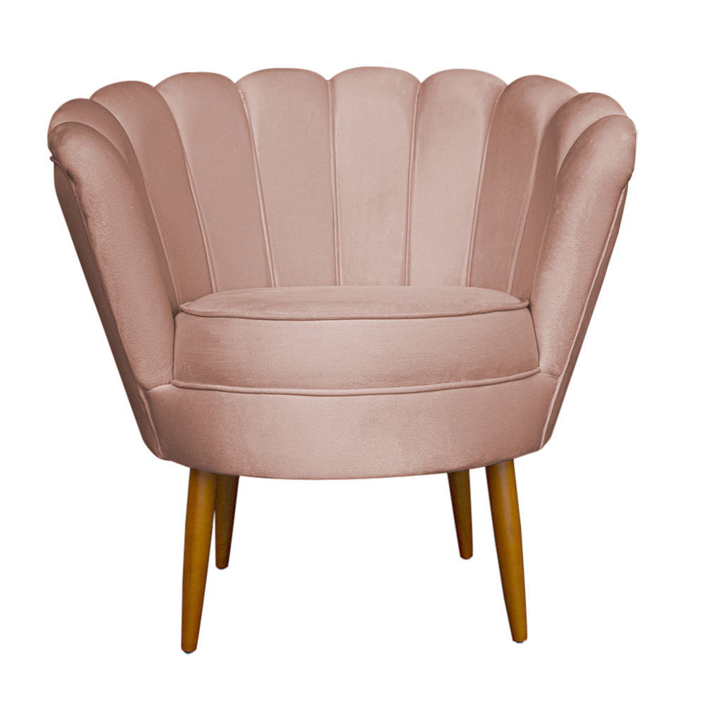 Poltrona Decorativa Sala de Estar Pétala Veludo Rosê - Montanaris Decor