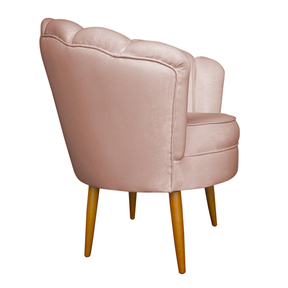 Poltrona Decorativa Sala de Estar Pétala Veludo Rosê - Montanaris Decor