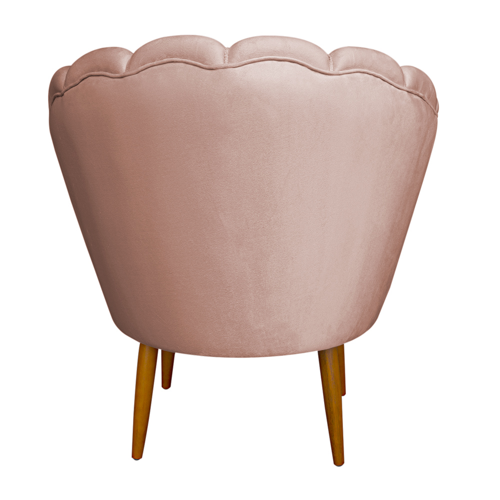 Poltrona Decorativa Sala de Estar Pétala Veludo Rosê - Montanaris Decor